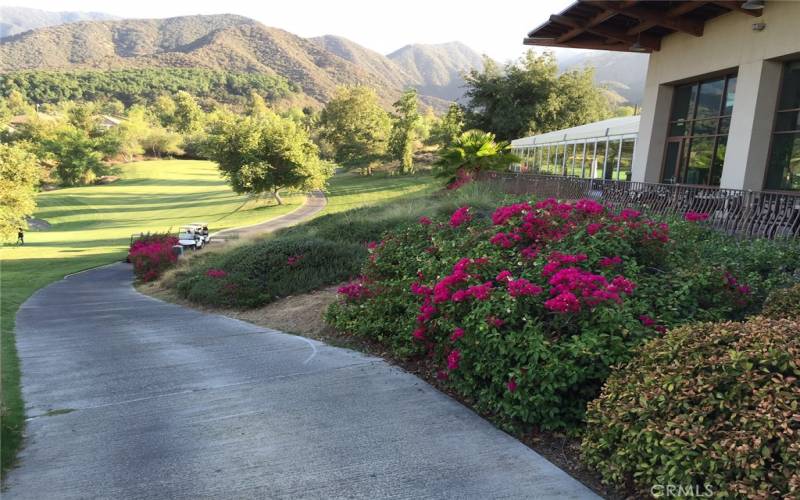 Golf Pathway off the 18th hole coming up to the Glen Ivy Golf Grill & Pro Shop,