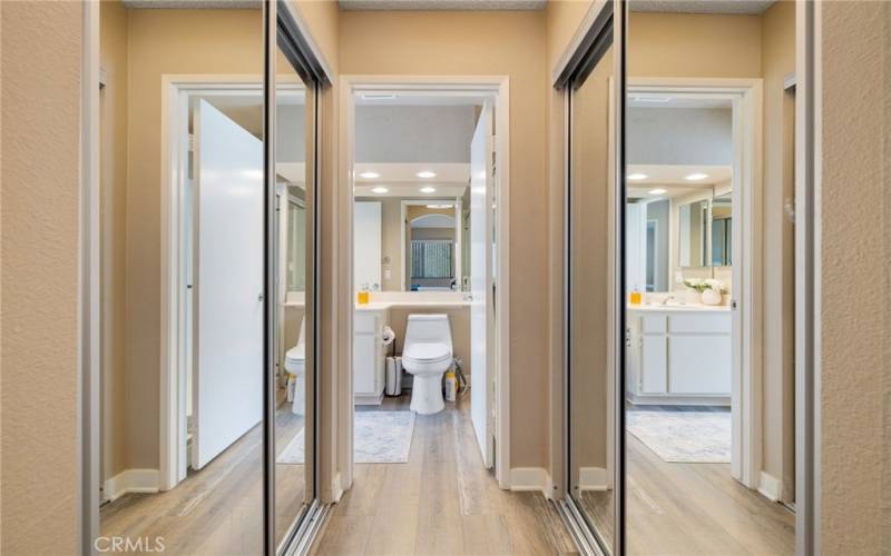 Secondary Bedroom closet with direct access to the upstair full bath