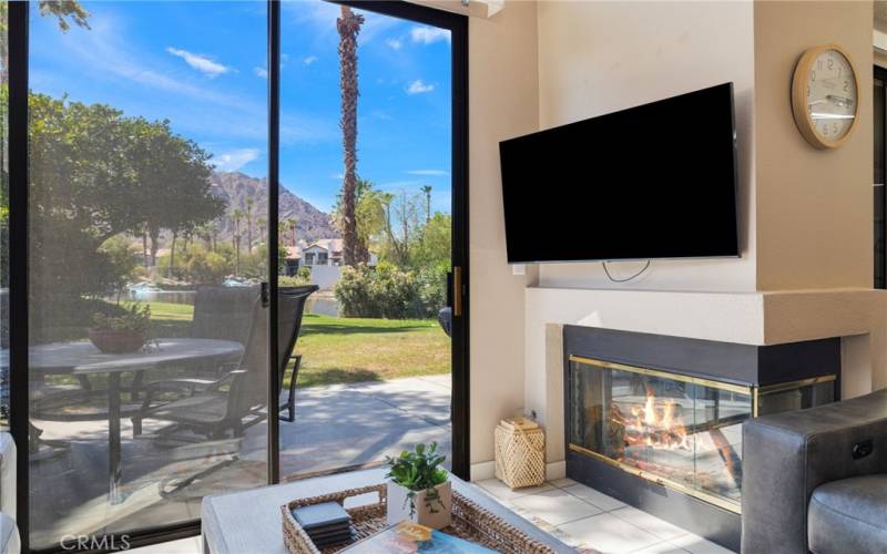 Gas burning fireplace in Family room