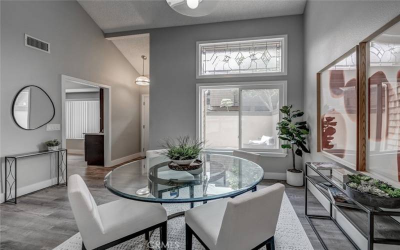 Dining Room with Views of the front patio.