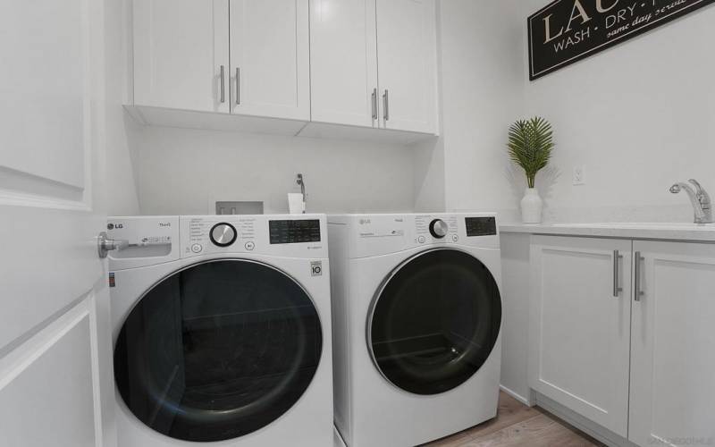 Upstairs Full Laundry Room with SINK and CABINETS!