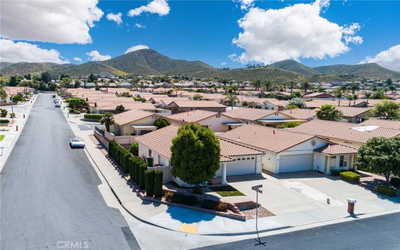 Aerial view of home on corner lot