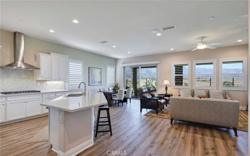 Kitchen opens to dining room