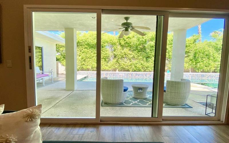 Living room leading to backyard.