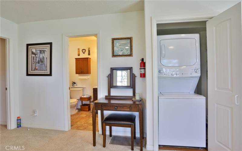 Lower level bathroom and laundry closet