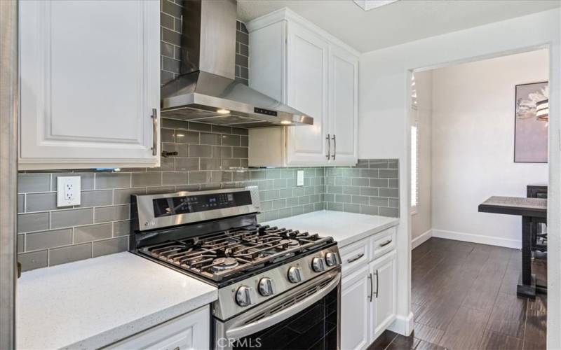 Kitchen with backsplash tile.