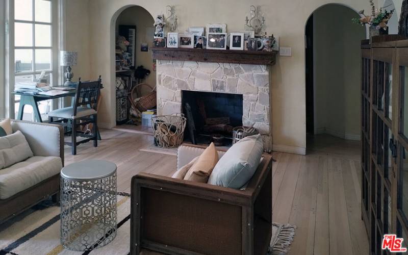 Den with fireplace