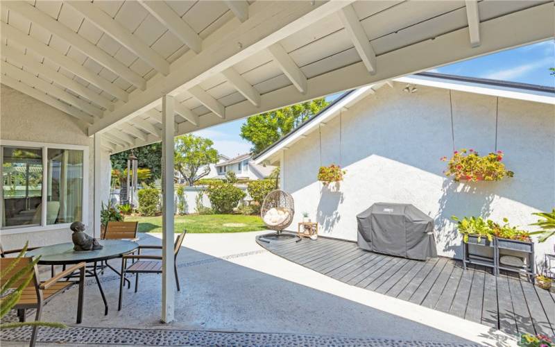 Great Covered outdoor dining  enjoyment space.