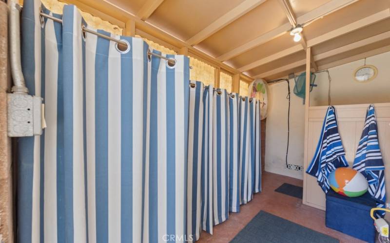 pool changing room with toilet and storage