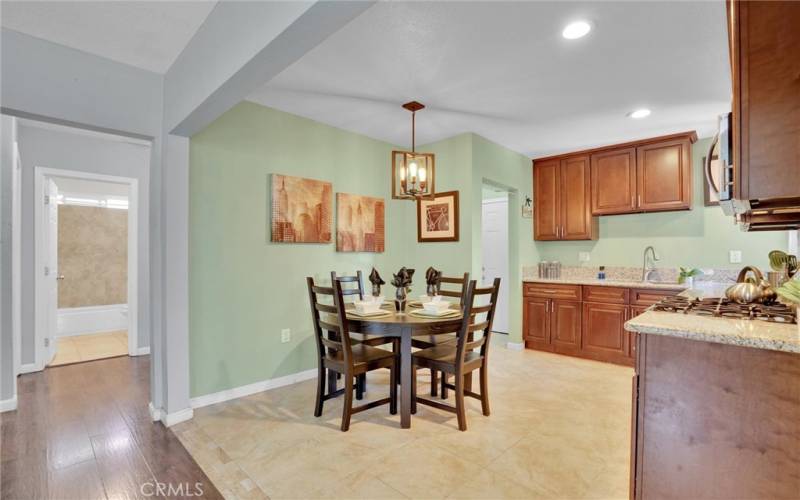 Dining Area with Beautiful Light Fixture