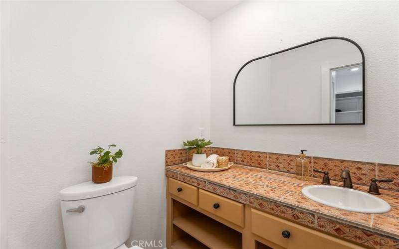 Custom Italian tiled guest bathroom