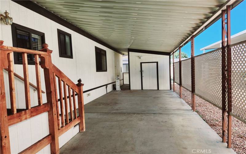 Huge carport area and storage shed