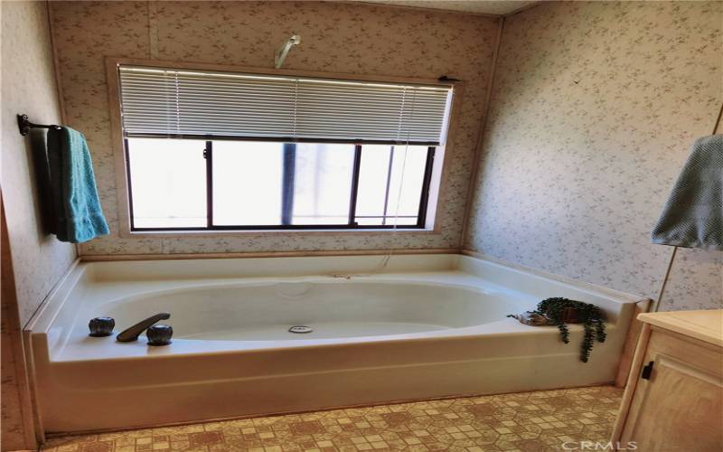 Master bath has large garden tub