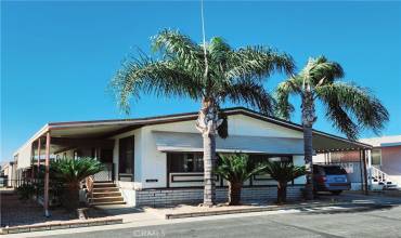 Front of house with palm trees