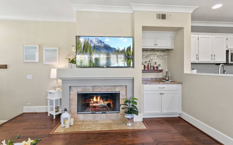 Gas fireplace with newer hearth