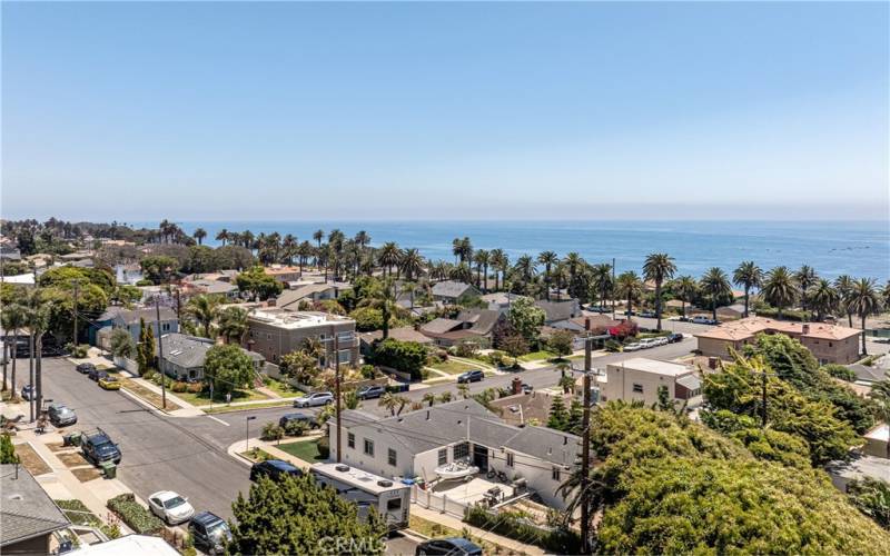 Aerial of the Palisades neighborhood just above the house. The Pacific Ocean is your playground!