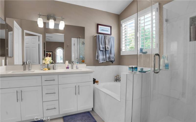 Master Bath Tub and Shower, double sink vanity
