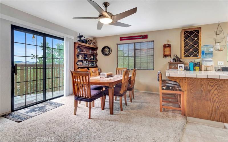 Dining Area and slider to back deck.