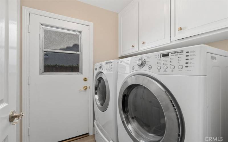 Separate laundry room has another separate entrance and extra storage behind the door.