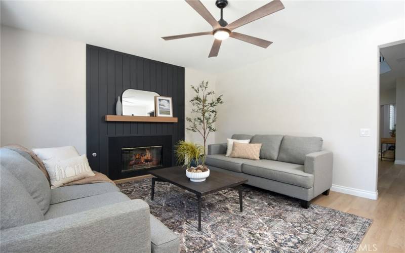 Family room with custom fireplace