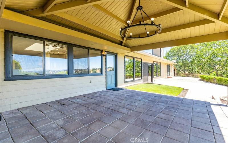 Large covered patio off of kitchen.