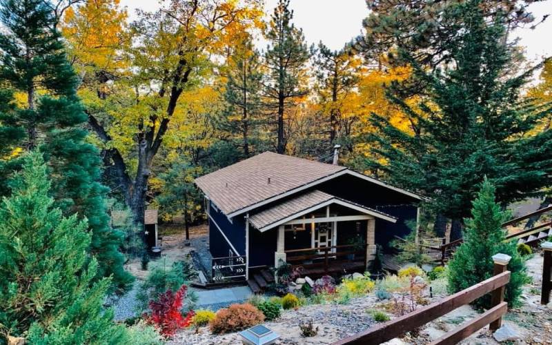 Your home in the mountains. View from Junpier Lane in the fall! Level entry from Briar Lane