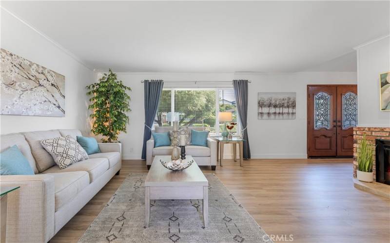 living room with garden windows