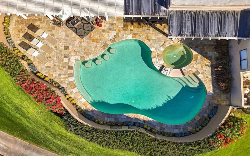 Drone shot of private pool area