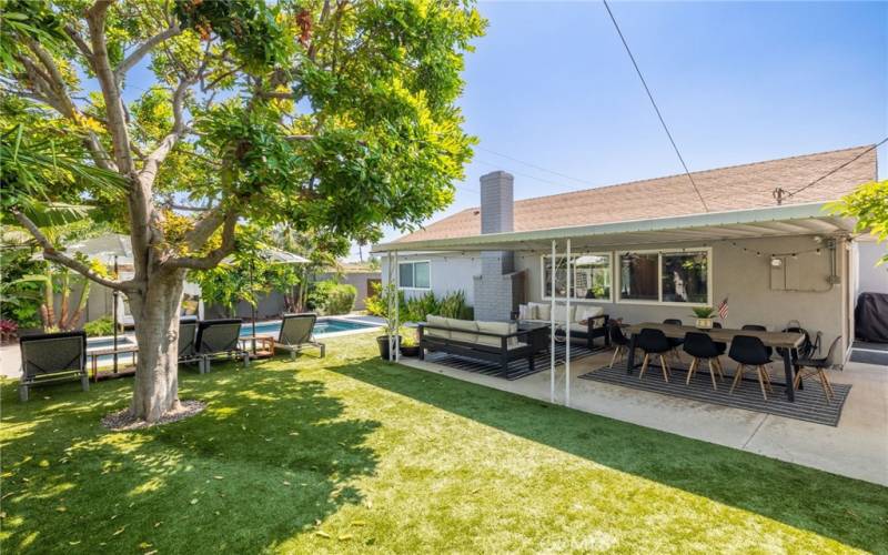 Large grass area off patio