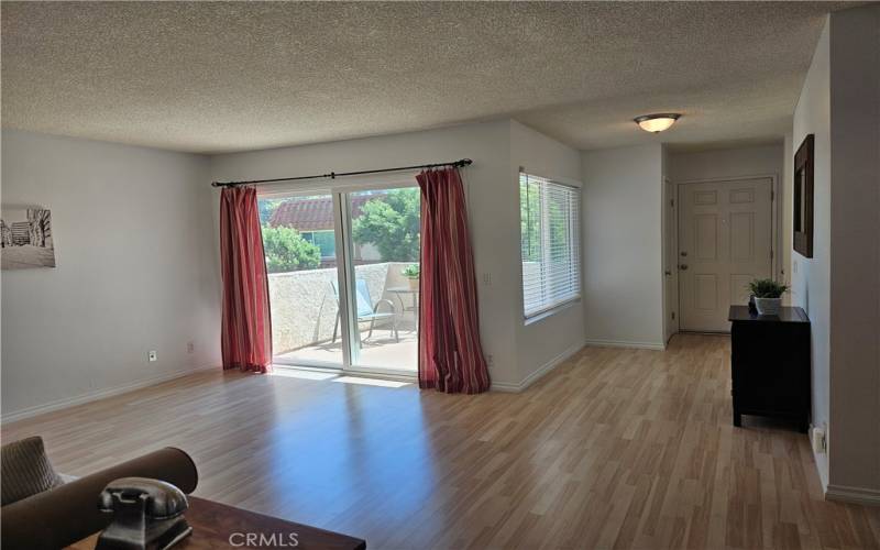 Looking out to the patio and hallway