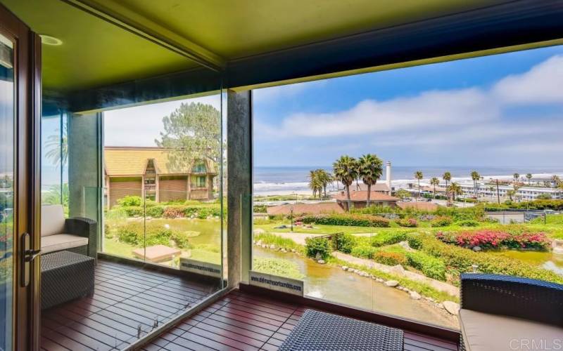 Outdoor Balcony with French Doors.