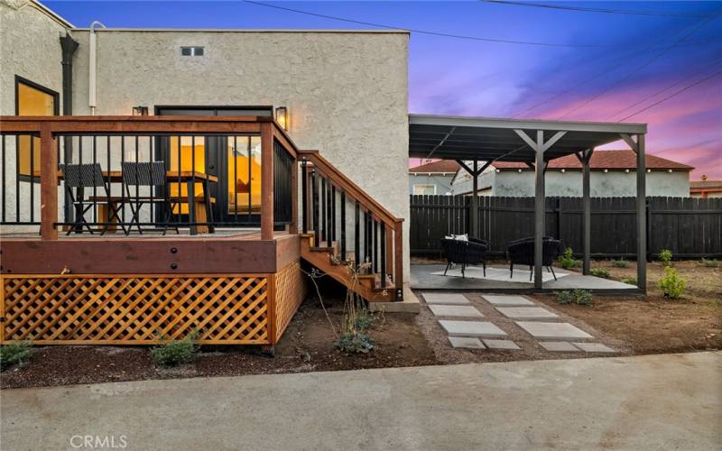 Custom built deck w/view to patio