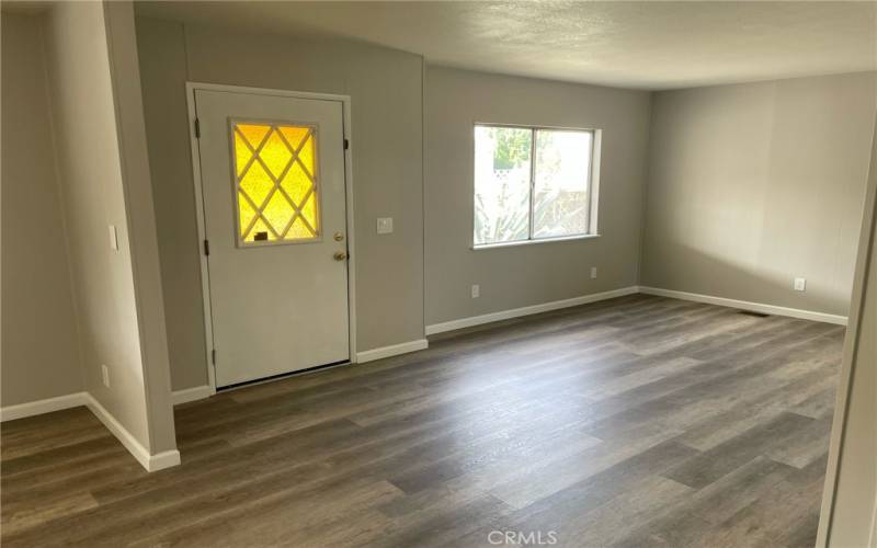 Front door and living room