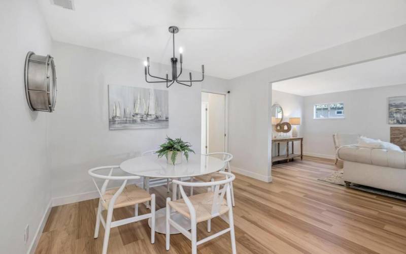 Step from the living room into the dining area