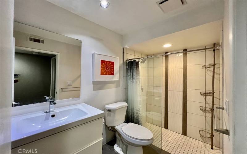 Main level bath with walk-in shower.