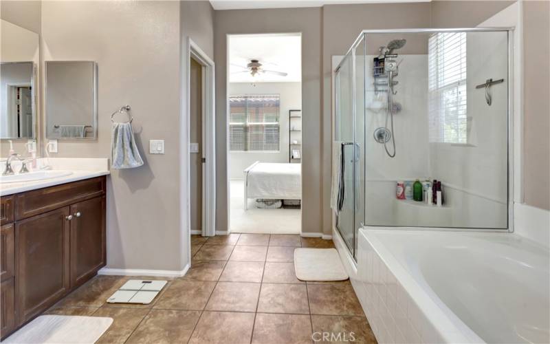 Main bathroom with tub and standing shower