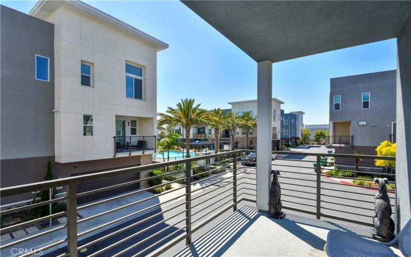 patio with pool view