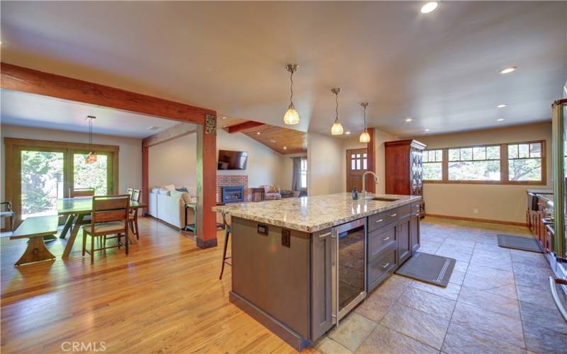 Open concept kitchen, living room and dining area