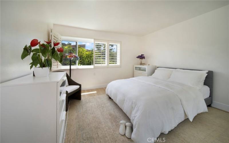 Third bedroom with lush views of trees - mirrored wardrobes to the right side