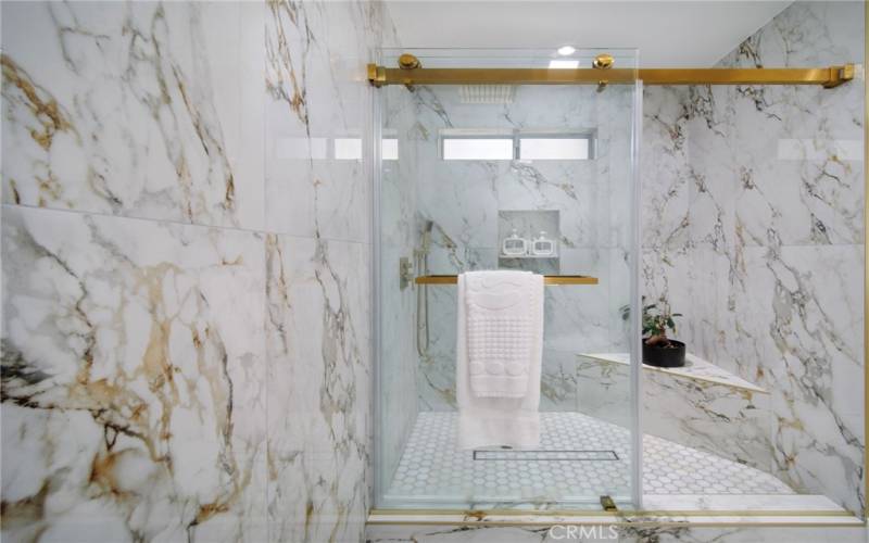 Beautifully remodeled primary bathroom and gorgeous shower
