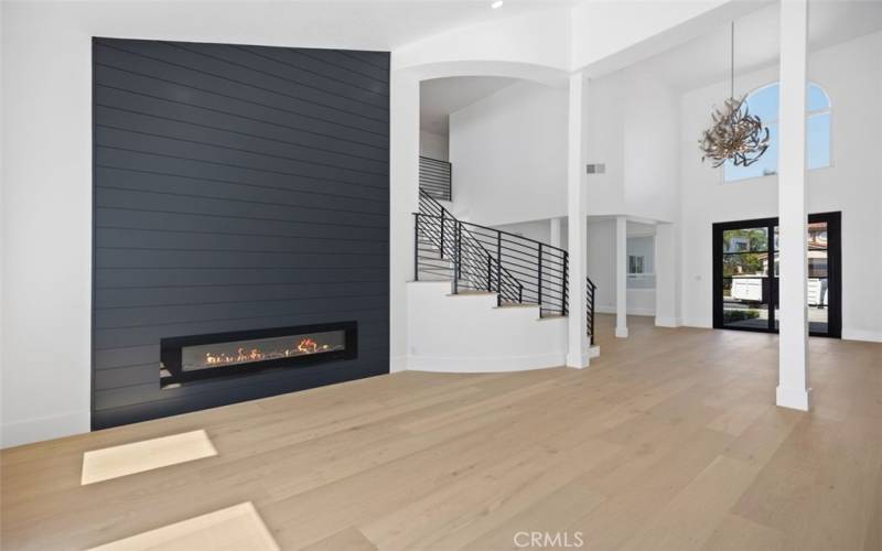 Living Room with custom fireplace.