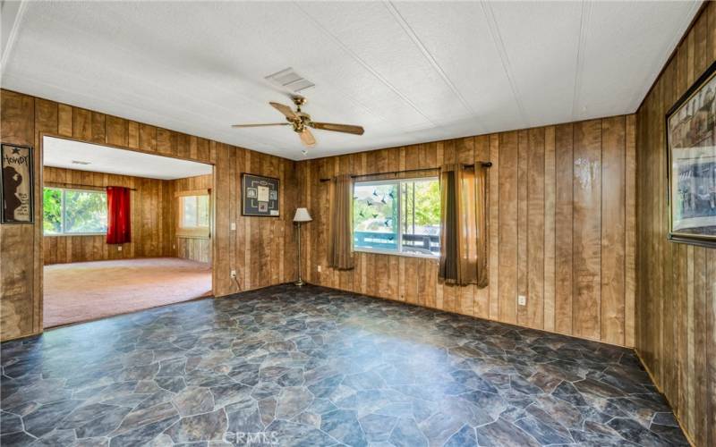 Family room opens to living room