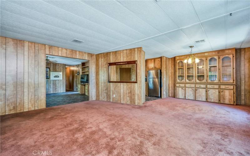 Dining area and living room opens to family room and kitchen