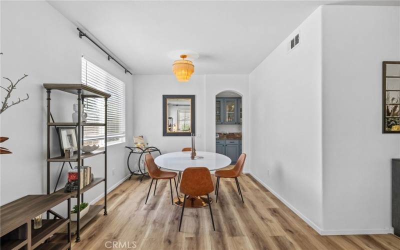 The dining room which opens to the butler pantry