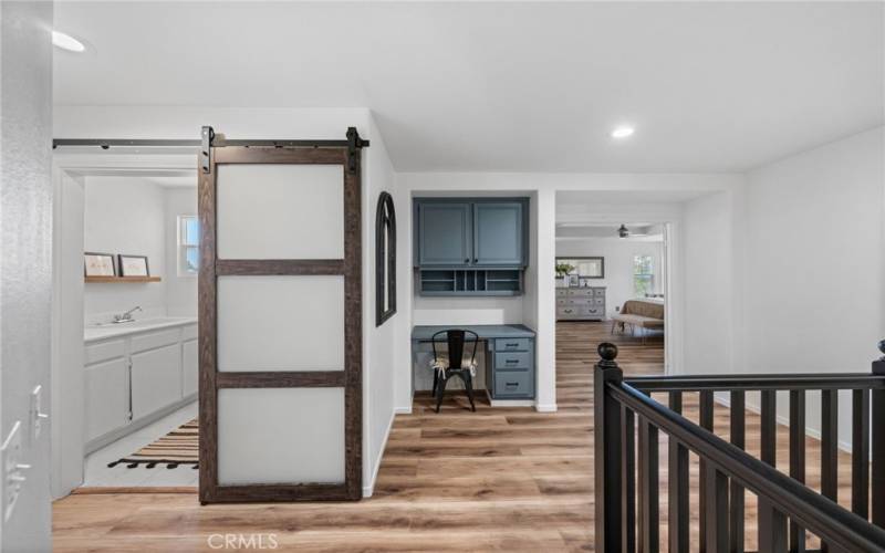 Built in desk area by the laundry room