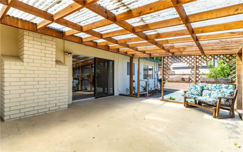 Covered patio off of the living room.