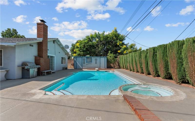 East facing backyard, Private Backyard with sparkling pool and spa