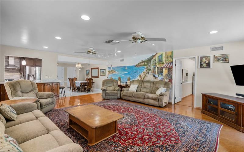 Family room opens to the kitchen