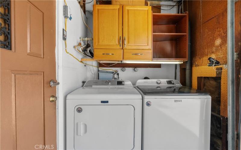 Laundry area in the garage