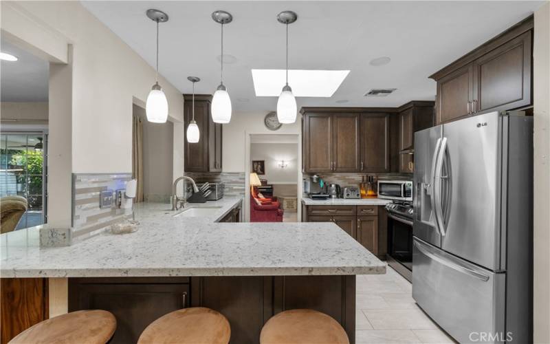 Remodeled Kitchen with a breakfast bar.